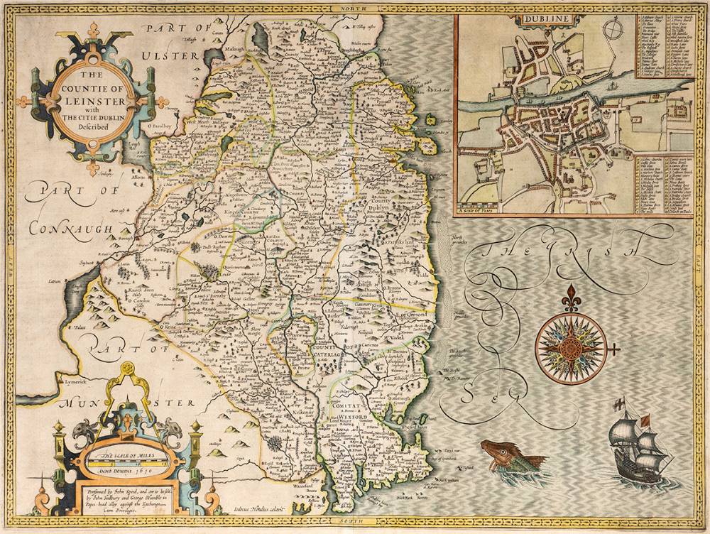 17th Century. The Countie Of Leinster With The Citie Dublin Described, map by John Speed. at Whyte's Auctions