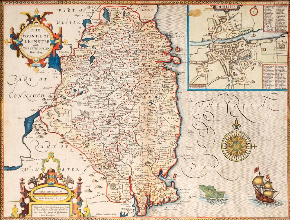 17th Century. The Countie Of Leinster With The Citie Dublin Described, map by John Speed. at Whyte's Auctions