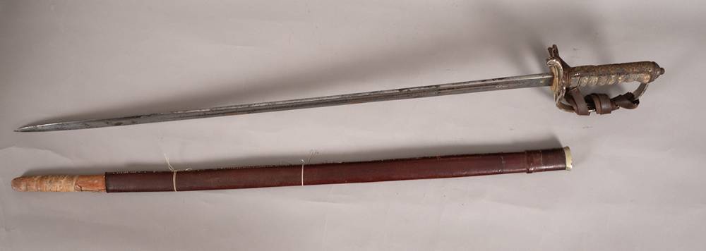 1822 pattern Royal Artillery officer's sword and a Royal Artillery peaked cap. at Whyte's Auctions