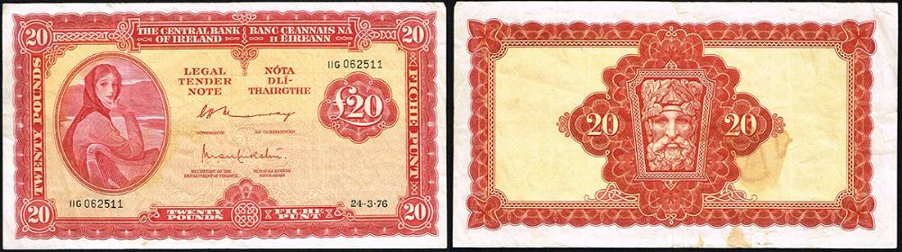 Central Bank 'Lady Lavery' Twenty Pounds, 24-3-76 (3) at Whyte's Auctions
