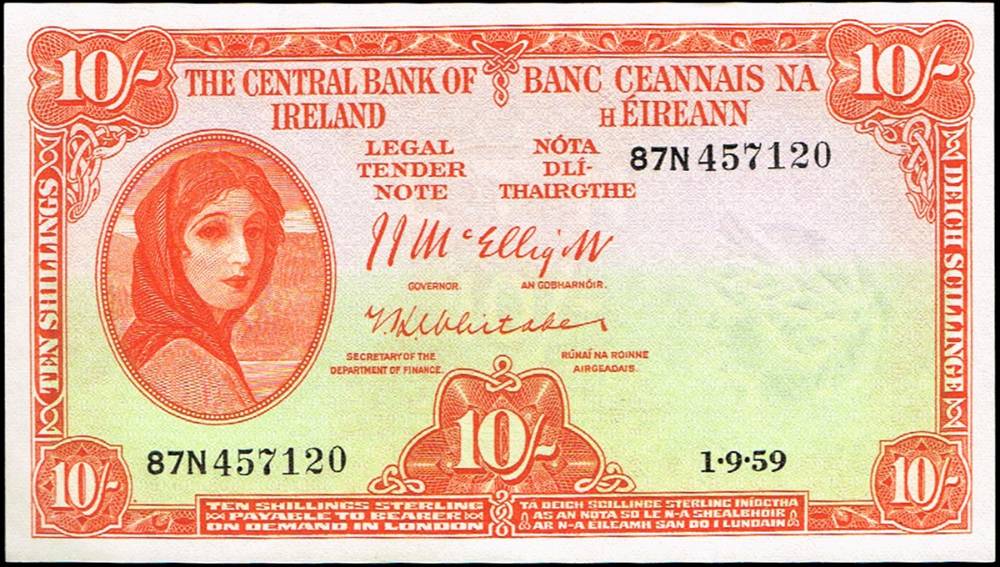 Central Bank 'Lady Lavery' Ten Shilings collection, 1-9-59, all sequential. (13) at Whyte's Auctions