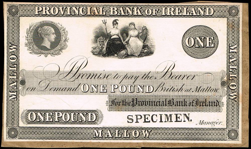 Provincial Bank of Ireland Mallow One Pound proof, 1841-1869. at Whyte's Auctions