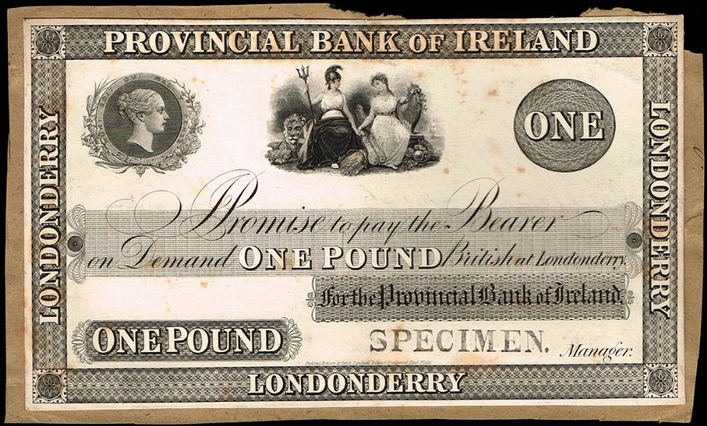Provincial Bank of Ireland, Londonderry One Pound proof. at Whyte's Auctions