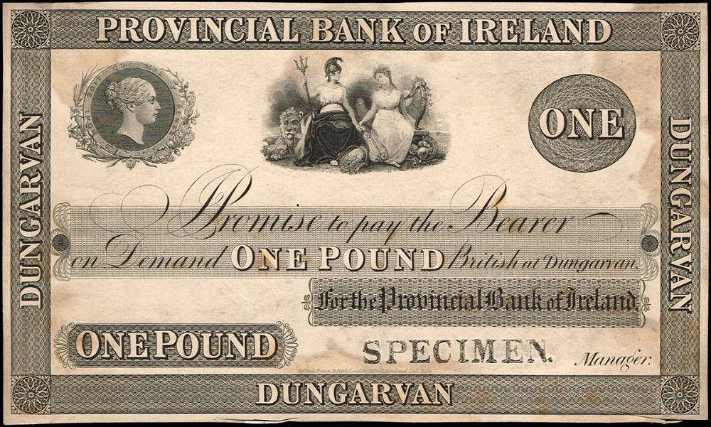 Provincial Bank of Ireland, Dungarvan, One Pound proof, at Whyte's Auctions