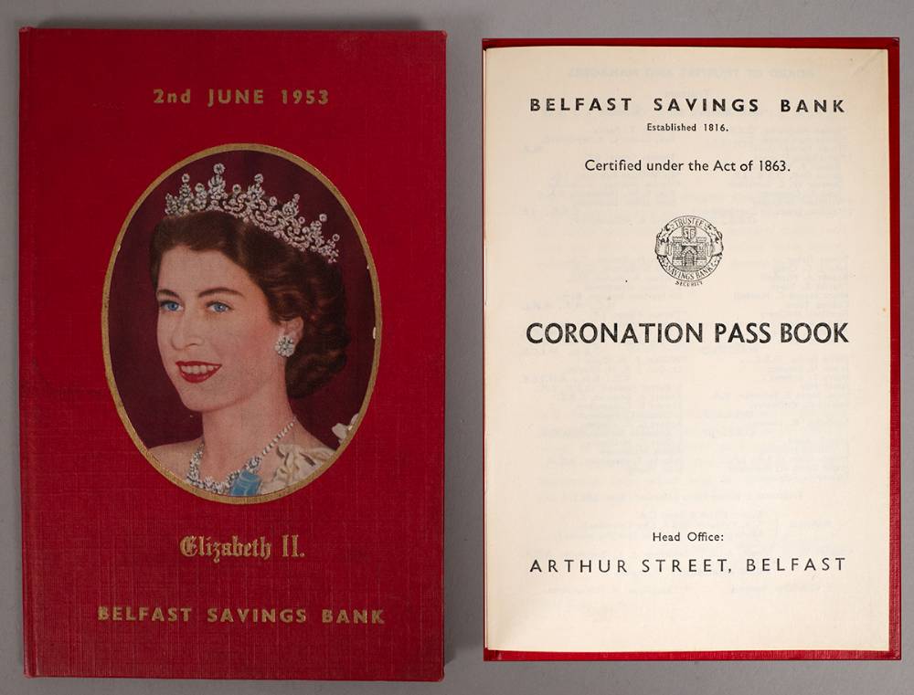 1953 (2 June) Belfast Savings Bank commemorative 'Coronation Savings Book', unused. at Whyte's Auctions