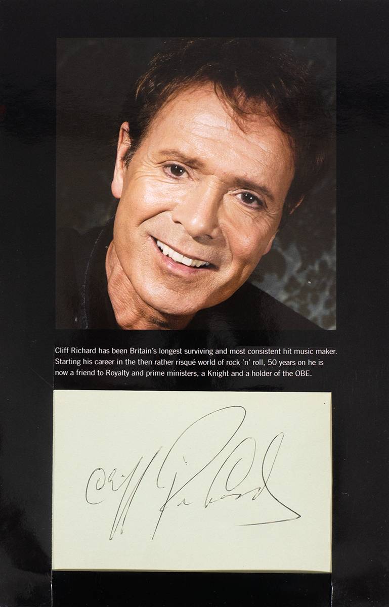 Cliff Richard, Yehudi Menuhin and Billy Graham autographs. at Whyte's Auctions