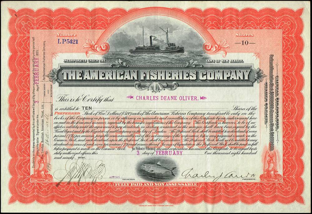 Share certificates including British American Corporation, Marconi, American Fisheries, South Down Metal Chemical & Brick etc. (12) at Whyte's Auctions