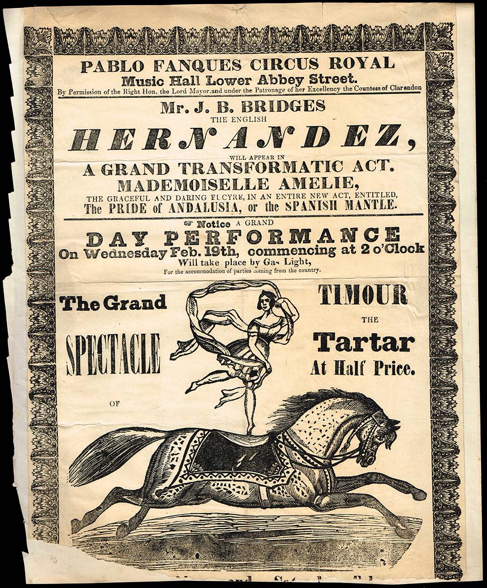 Circa 1850 Pablo Fanques Circus Royal, Dublin performances poster. at Whyte's Auctions
