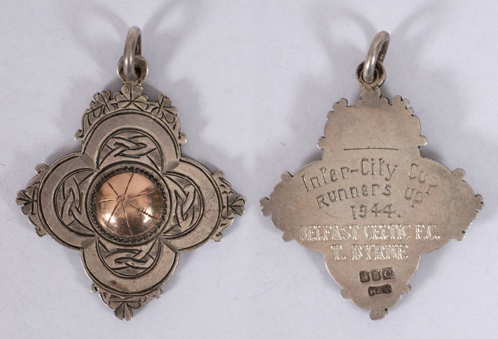 Football (Soccer). Inter City Cup 1944 Runners-up silver medal to Belfast Celtic. at Whyte's Auctions