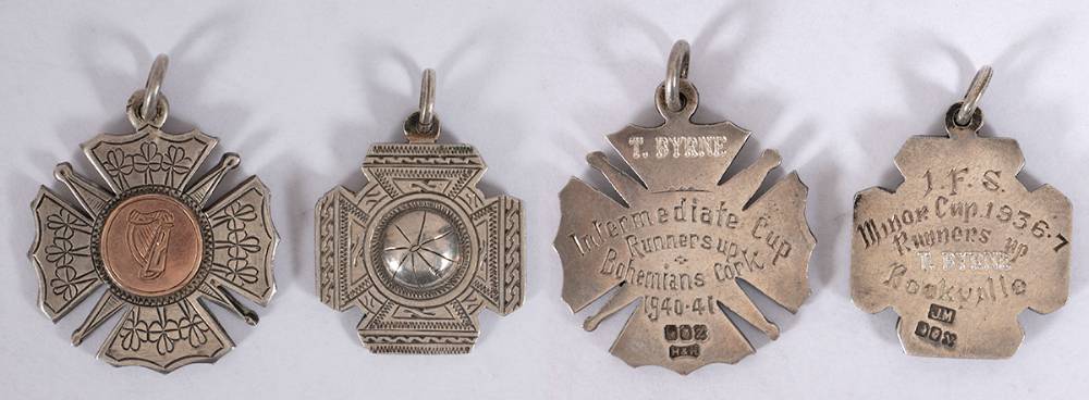 Football (Soccer). Irish Free State Minor Cup 1936-1937 Runners-up silver medal to Rockville and Intermediate Cup Runners-up silver and gold medal to Bohemians Cork. at Whyte's Auctions