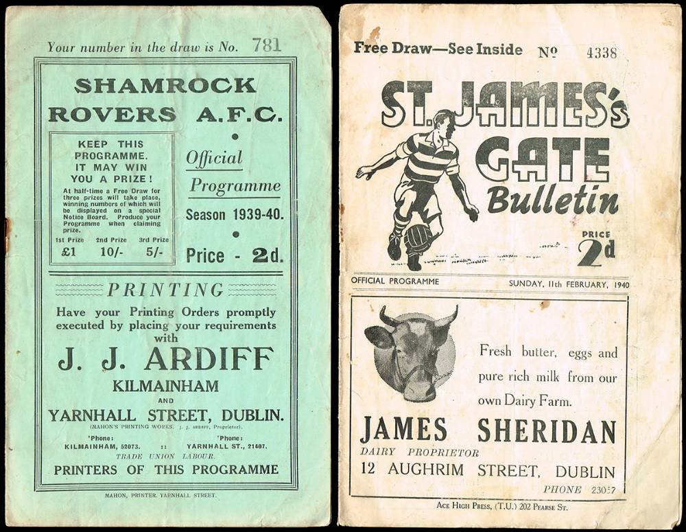 Football (Soccer). 1939-1948 collection of Shamrock Rovers league games programmes.(26). at Whyte's Auctions