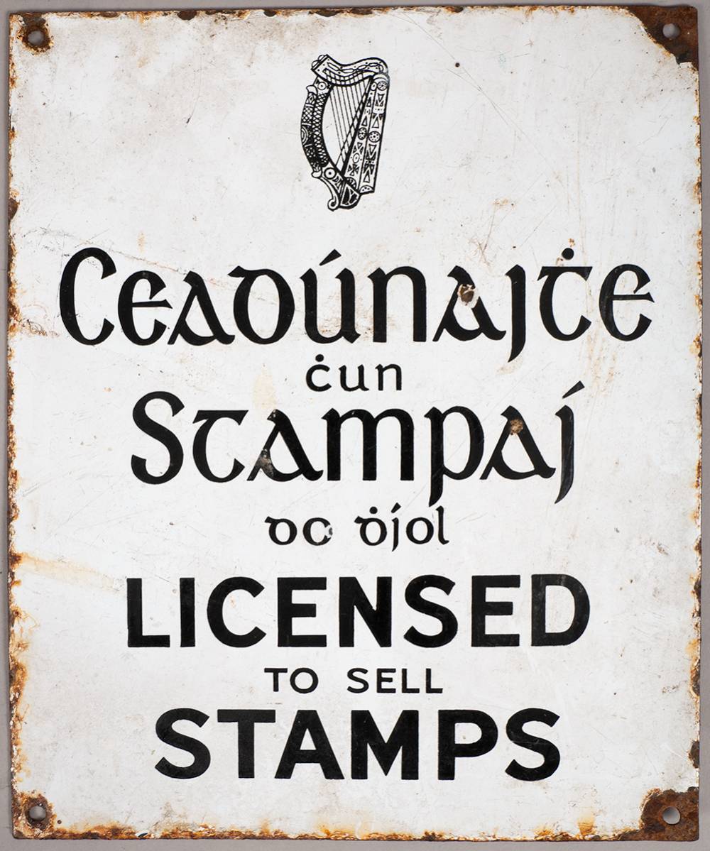 Circa 1940 Licence To Sell Stamps enamel sign. at Whyte's Auctions