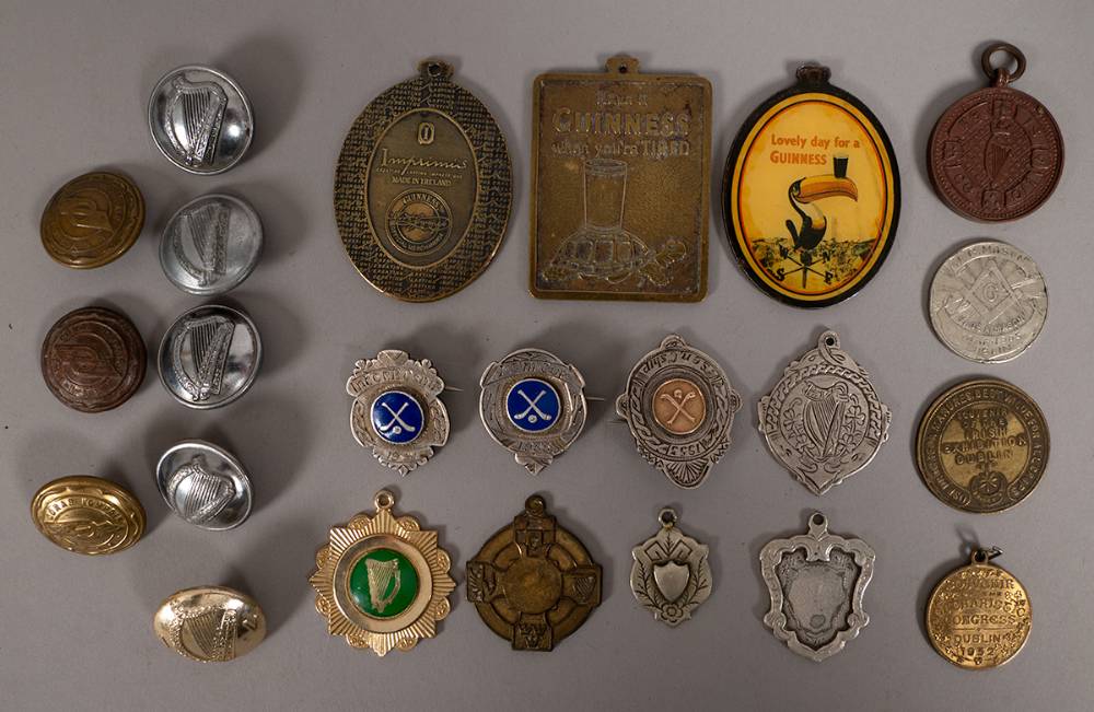 Irish badges, buttons and medals mixed lot. (23) at Whyte's Auctions