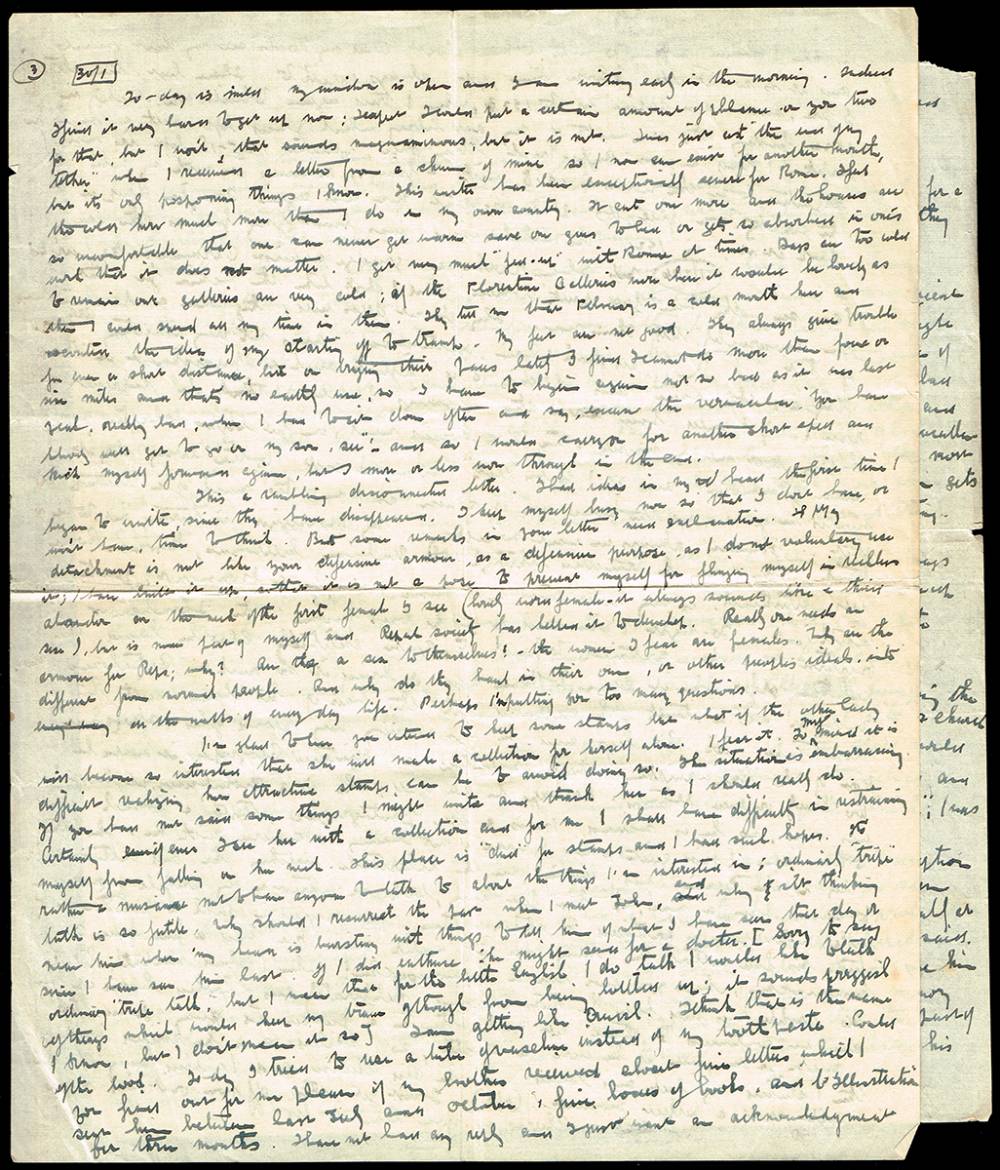 1926 (1 February) a lengthy letter from Ernie O'Malley to Kathleen 'Kay' Brady. at Whyte's Auctions