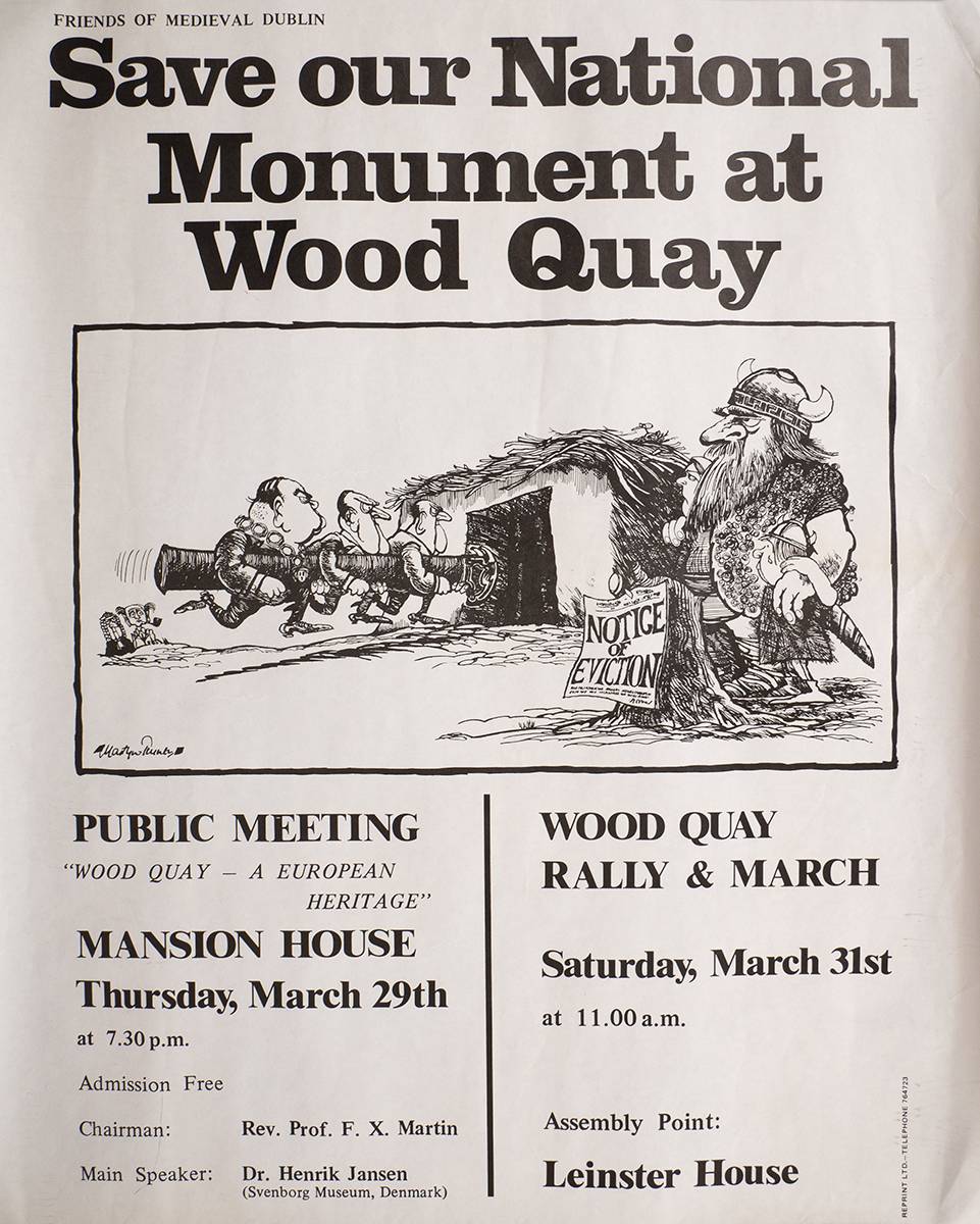 1978 Wood Quay protest and notice of meetings poster. at Whyte's Auctions
