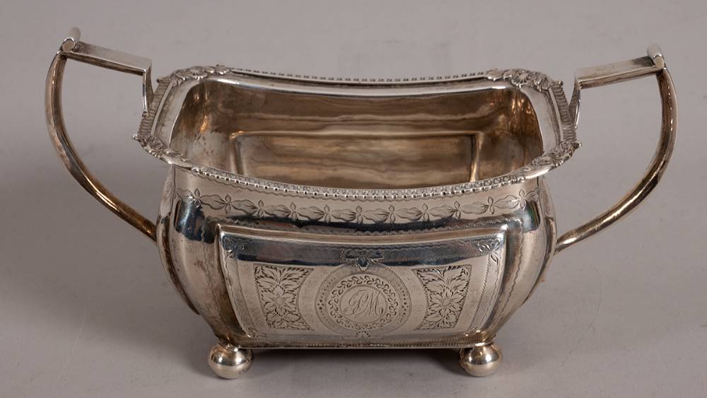 George III Irish bright cut two handle sugar bowl. at Whyte's Auctions