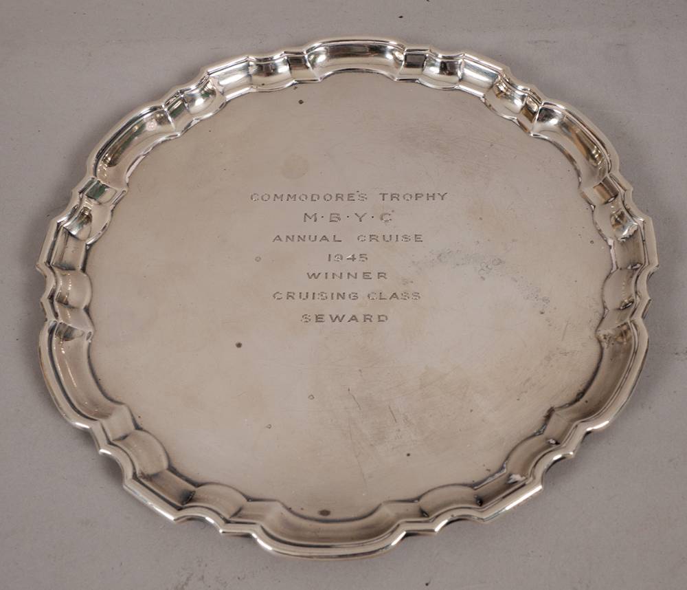 Sailing. Mission Bay, San Diego sterling silver salver trophy, 1945. at Whyte's Auctions
