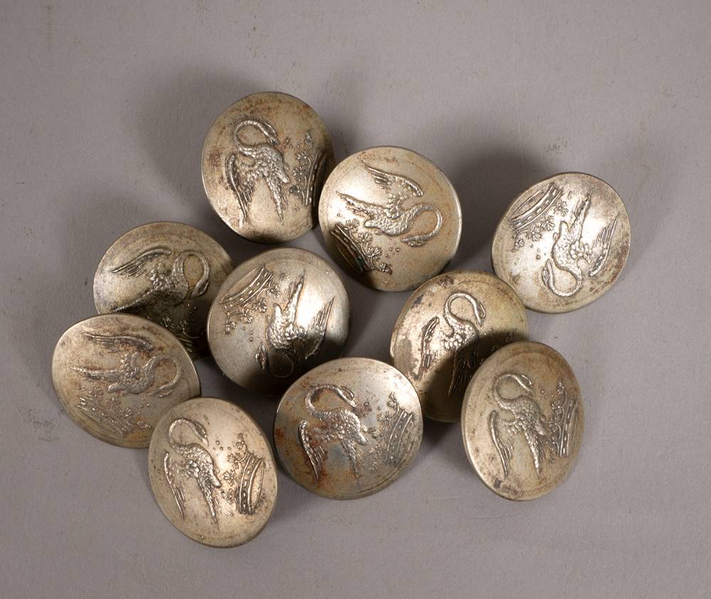19th century Irish crested silver livery buttons (10). at Whyte's Auctions