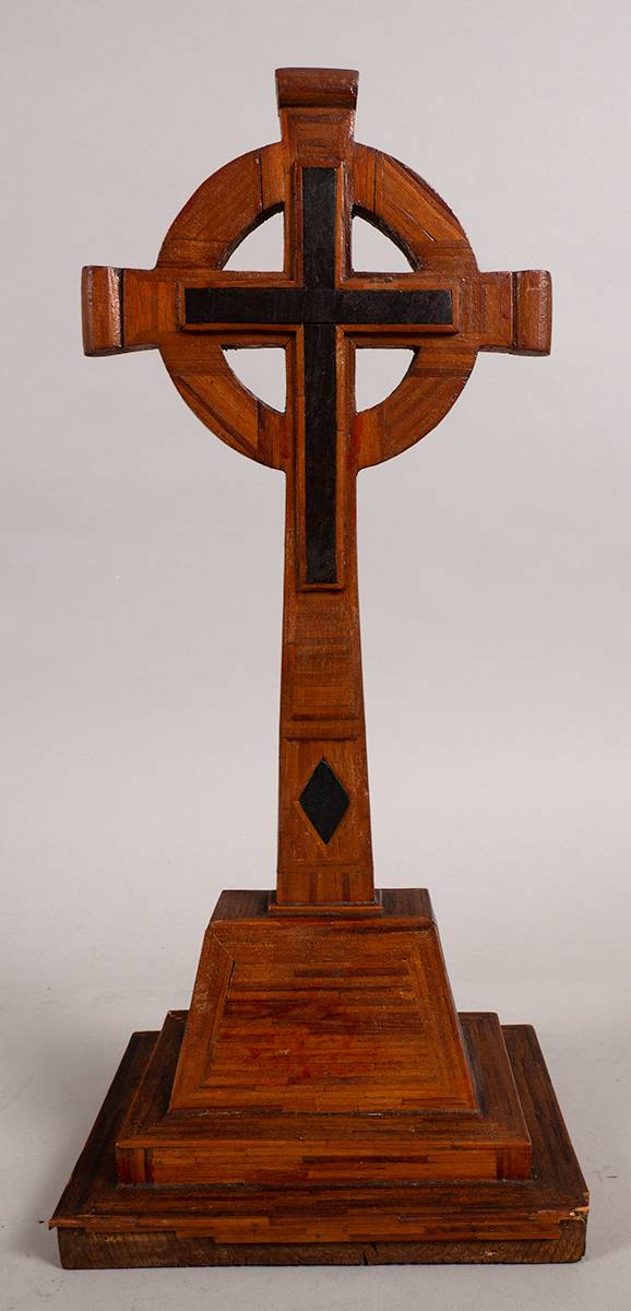 1942 Republican Internee art - a Celtic Cross made from matchsticks. at Whyte's Auctions