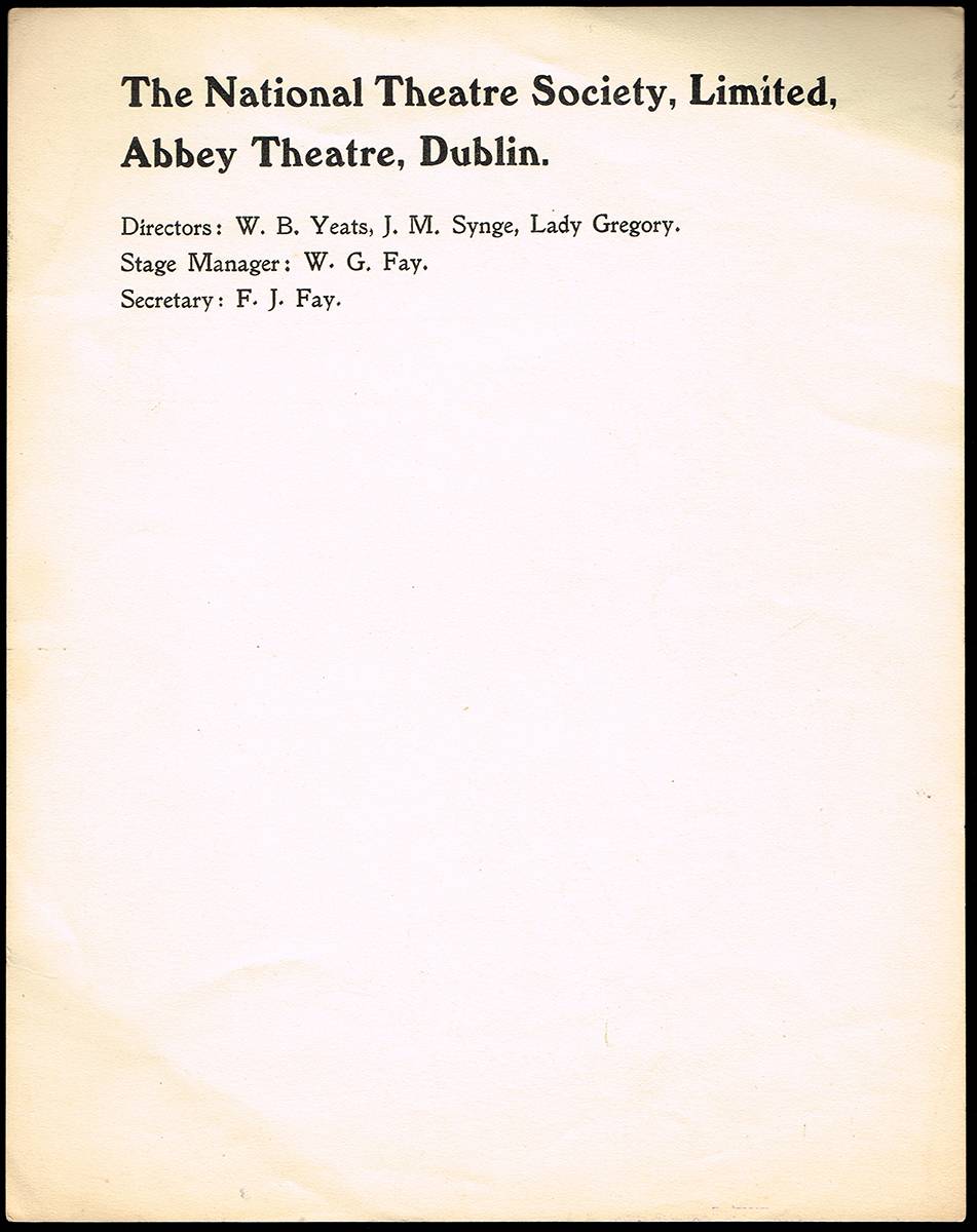 Circa 1904. The National Theatre Society Limited, The Abbey Theatre, Irish Plays, The Little Theatre - The Irish Players etc. (11) at Whyte's Auctions