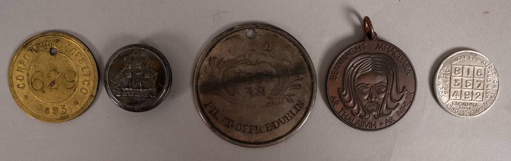 1800 Dublin Pilot's pass and other later tokens, passes. (5) at Whyte's Auctions