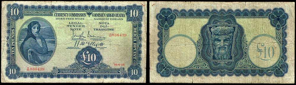 Currency Commission 'Lady Lavery' Ten Pounds, 10-9-28 at Whyte's Auctions
