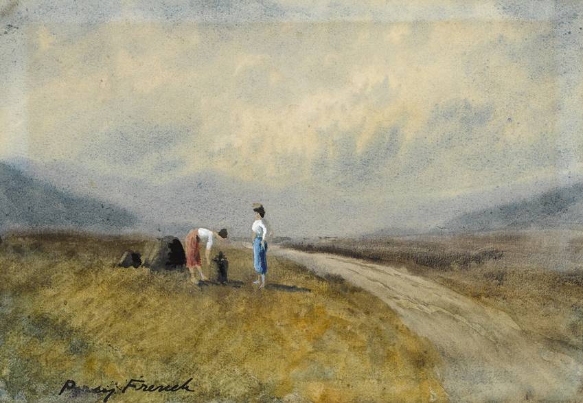 COLLECTING TURF, WEST OF IRELAND by William Percy French sold for 3,400 at Whyte's Auctions