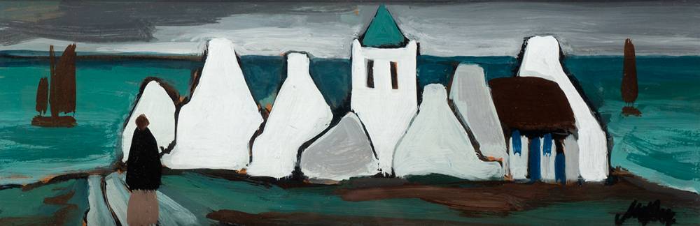 SHAWLIE AND BUILDINGS BY THE SEA by Markey Robinson sold for 1,700 at Whyte's Auctions