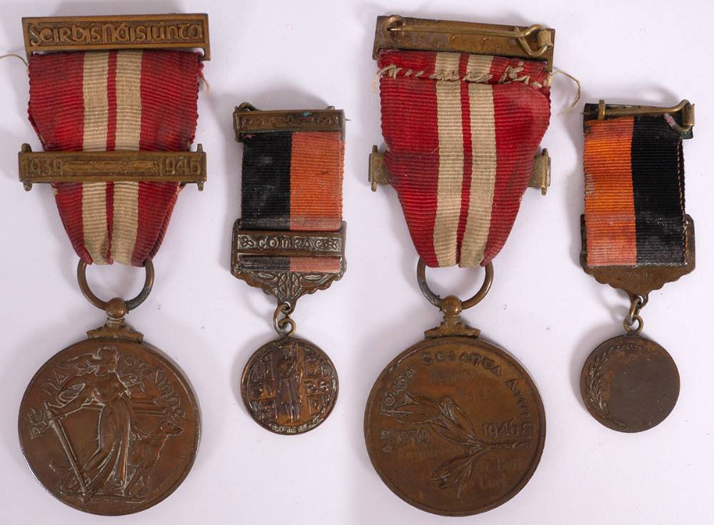 1917-1921 War of Independence miniature medal with Comrac clasp and 1939-1946 Emergency Defence Forces Service Medal. at Whyte's Auctions