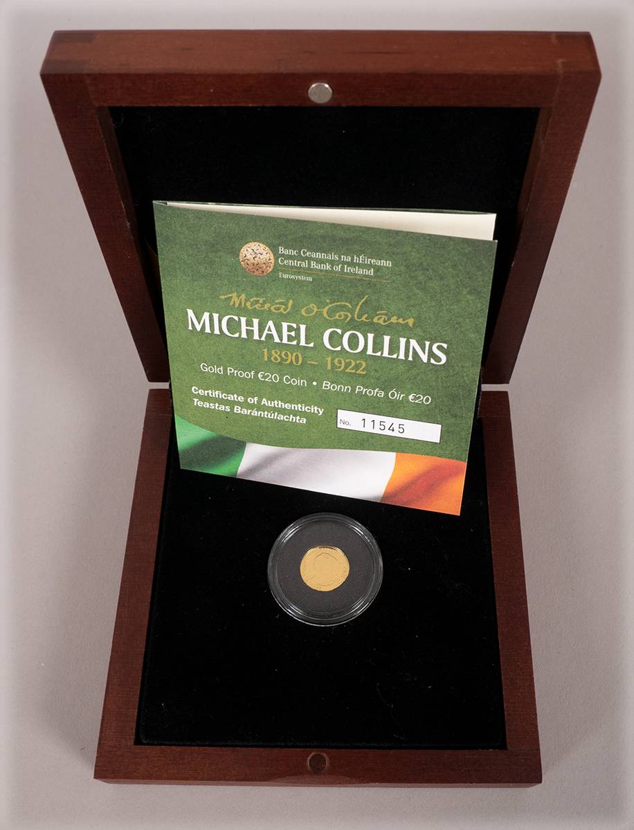 Twenty euro gold Michael Collins commemorative proof coin, 2012. at Whyte's Auctions