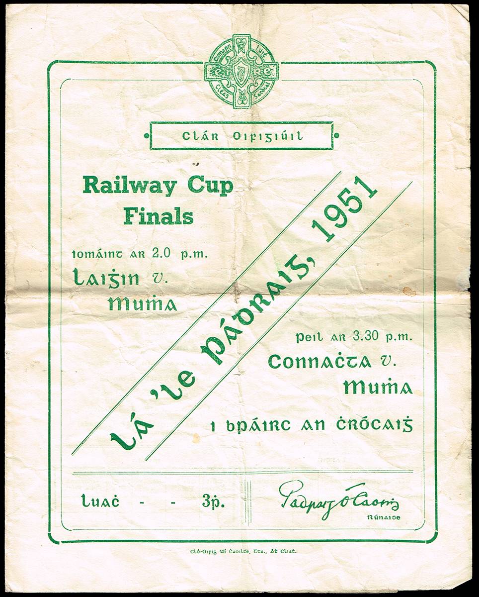 GAA Railway Cup programmes 1951-1955. (4) at Whyte's Auctions