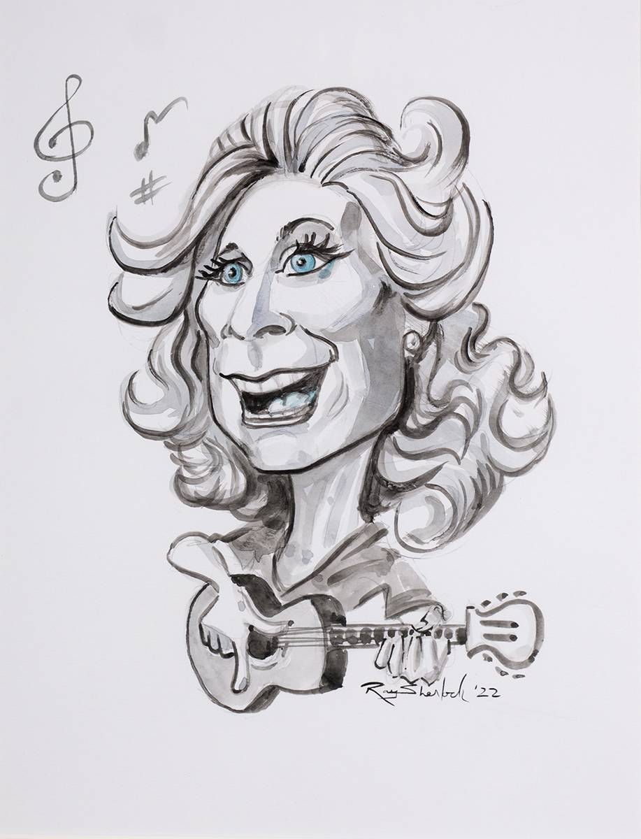Judy Collins caricature by Ray Sherlock with autograph. at Whyte's Auctions
