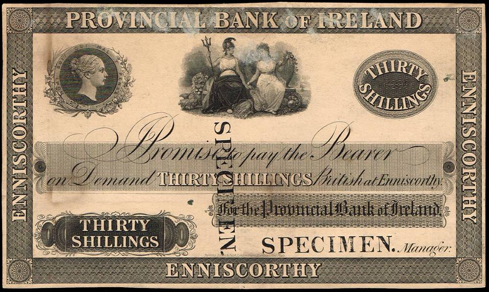 Provincial Bank of Ireland, Enniscorthy, Thirty Shillings, 1841-1869. at Whyte's Auctions