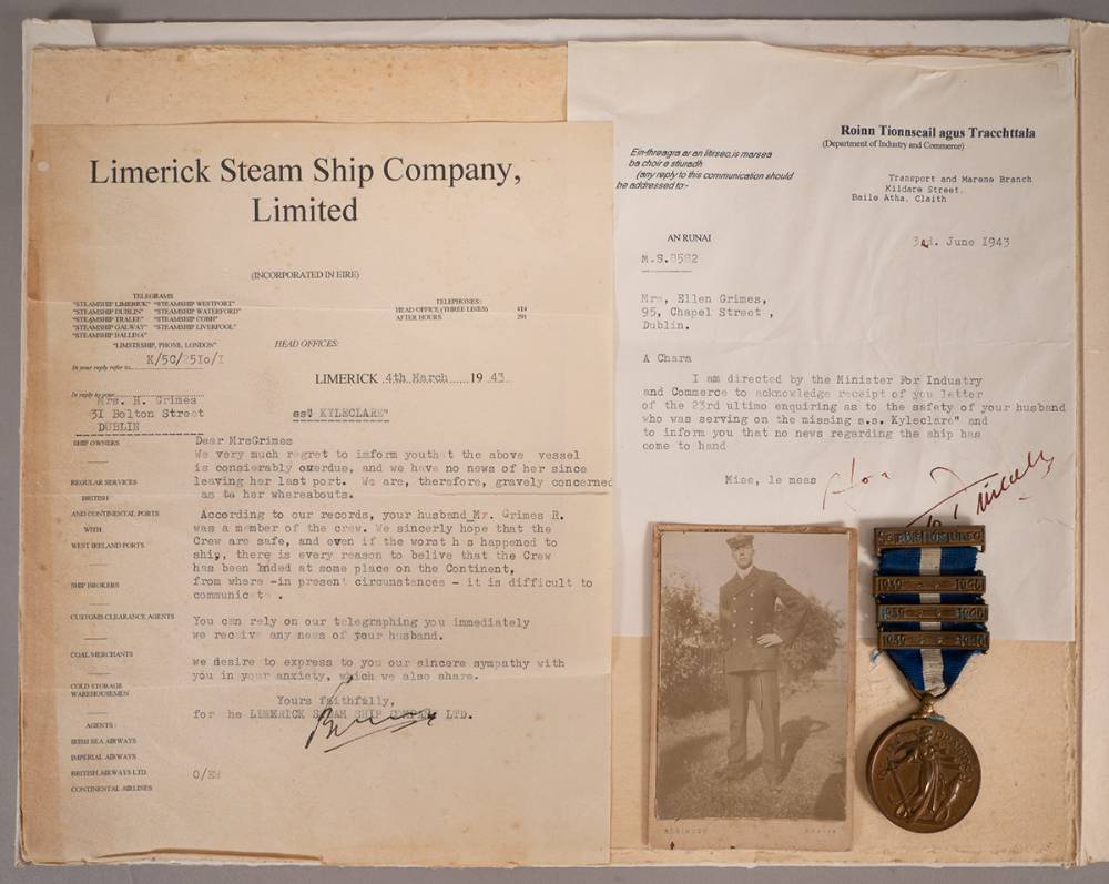1939-1946. Emergency Service Medal Merchant Marine issue with three bars awarded posthumously to a casualty. at Whyte's Auctions