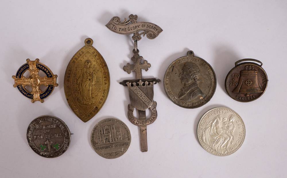 1929 Catholic Emancipation 1932 Eucharistic Congress and other related badges and medals. (7) at Whyte's Auctions