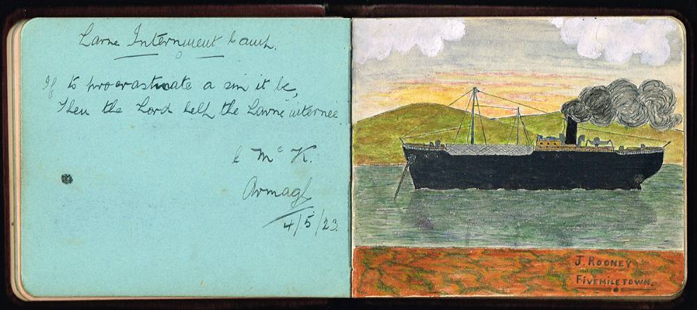 1923-1924. Autograph book of Irish republican prisoners held at Larne Workhouse, Crumlin Road Jail Belfast, and prison ship Argenta. at Whyte's Auctions