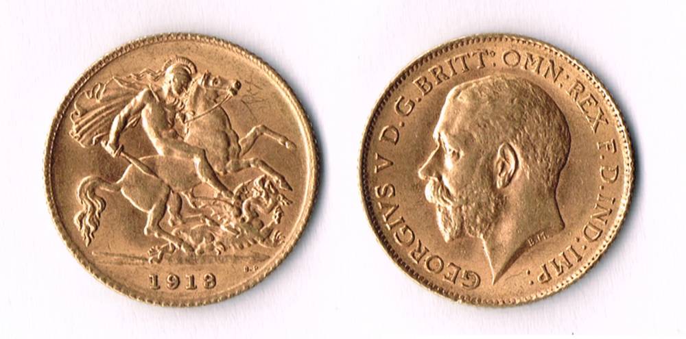 George V gold half sovereign, 1913, also California 1874 gold half dollar. at Whyte's Auctions