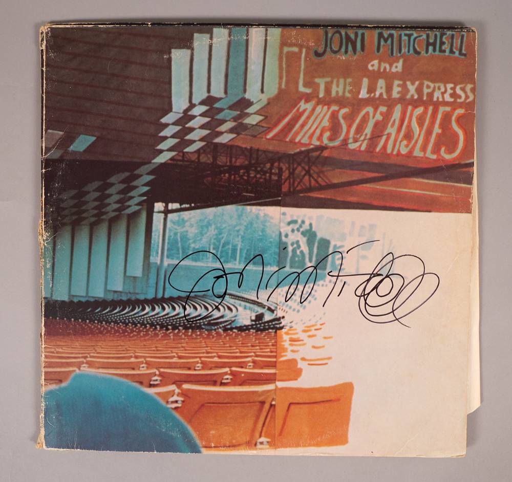 Joni Mitchell. Signed double album, Joni Mitchell and The L.A. Express 'Miles of Aisles', 1974. at Whyte's Auctions