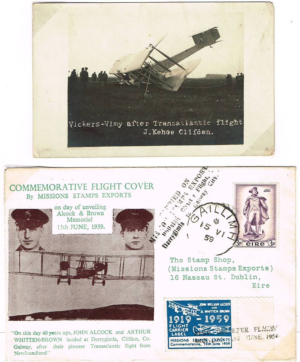 1919 (14 June) Alcock and Brown Transatlantic flight - a rare photograph and commemorative flight cover. at Whyte's Auctions