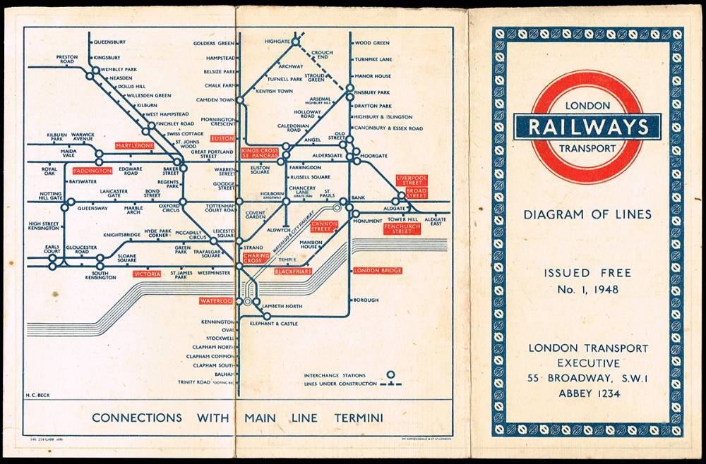 1948-1960. London Underground Railway Diagrams of Lines by Harry Beck, including No. 1. at Whyte's Auctions