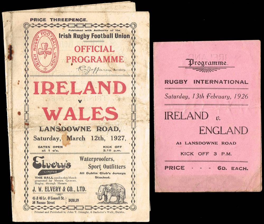 Rugby. 1926-1933 Ireland home match programmes. (4) at Whyte's Auctions