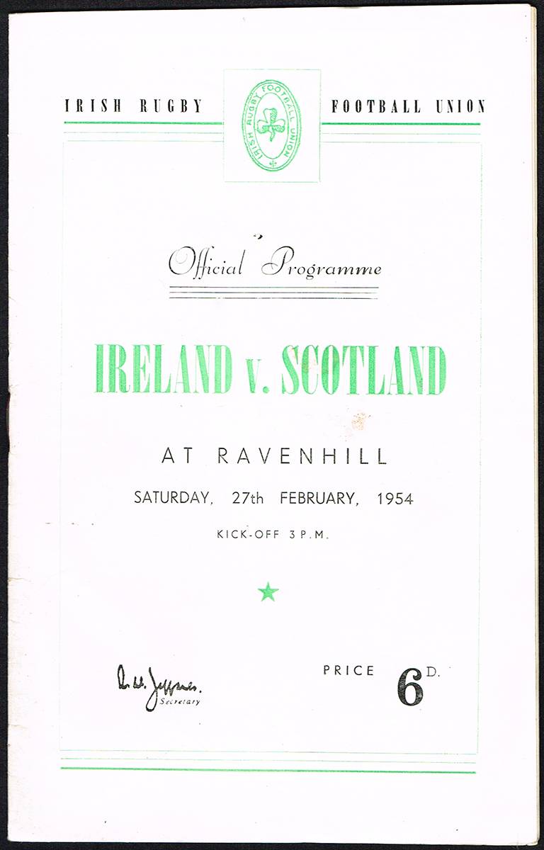 Rugby. 1954-1960 Irish home international match programmes, and two away. (16) at Whyte's Auctions