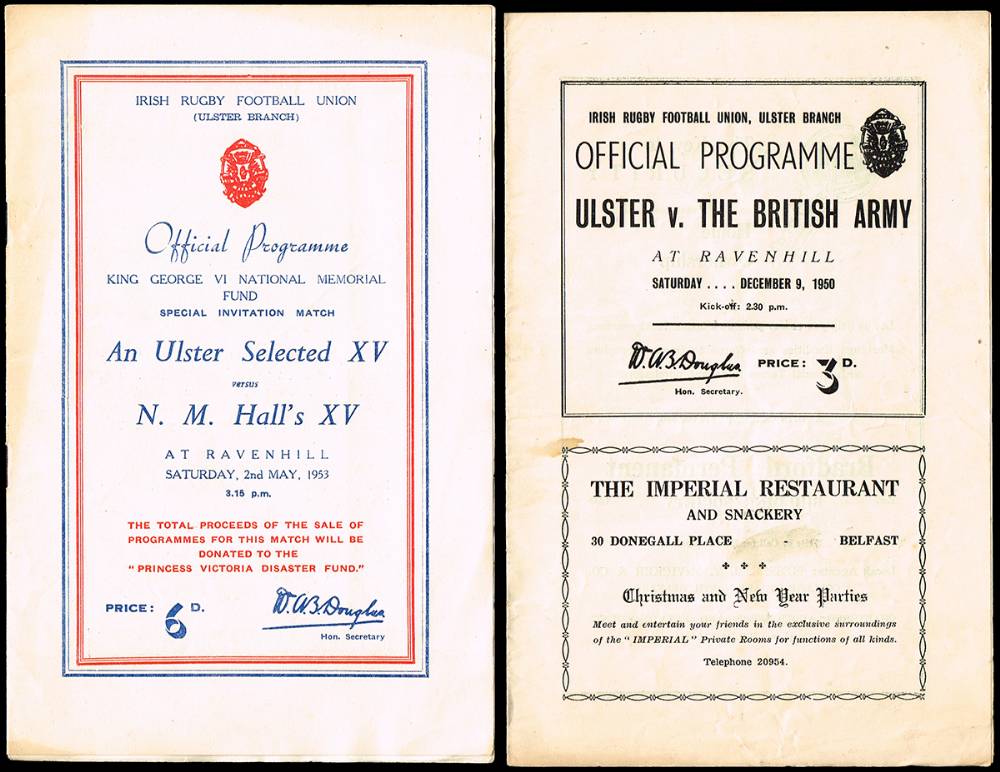 Rugby. Ulster programmes - a large collection (60) at Whyte's Auctions