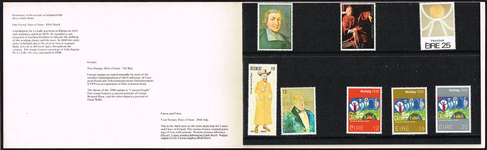 Irish postage stamp collection 1959-1984 in presentation packs. (65 packs) at Whyte's Auctions
