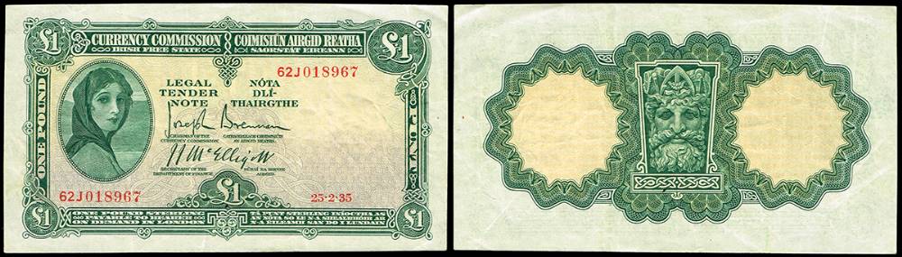 Currency Commission Lady Lavery One Pound, 25-2-35 at Whyte's Auctions