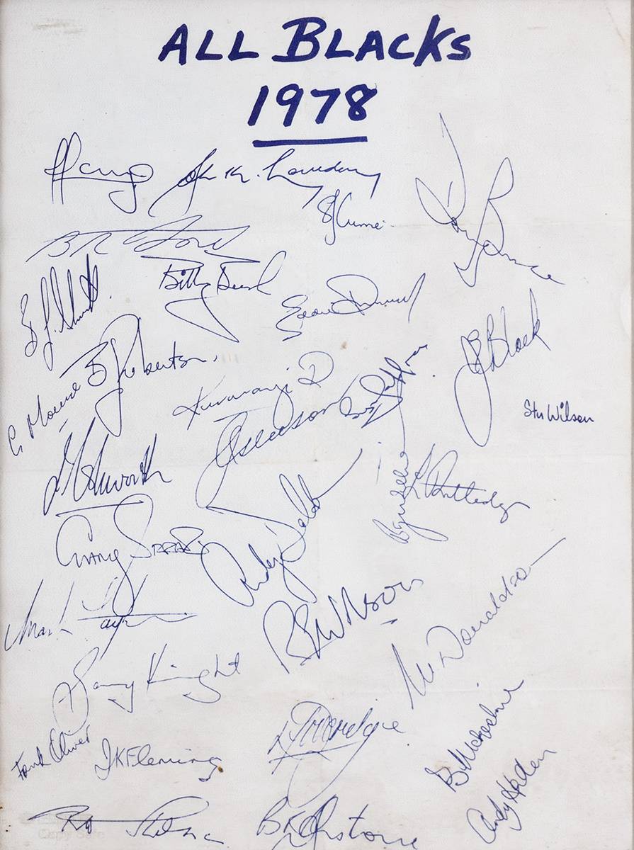 Rugby. 1978 New Zealand All Blacks Touring Team autographs. at Whyte's Auctions