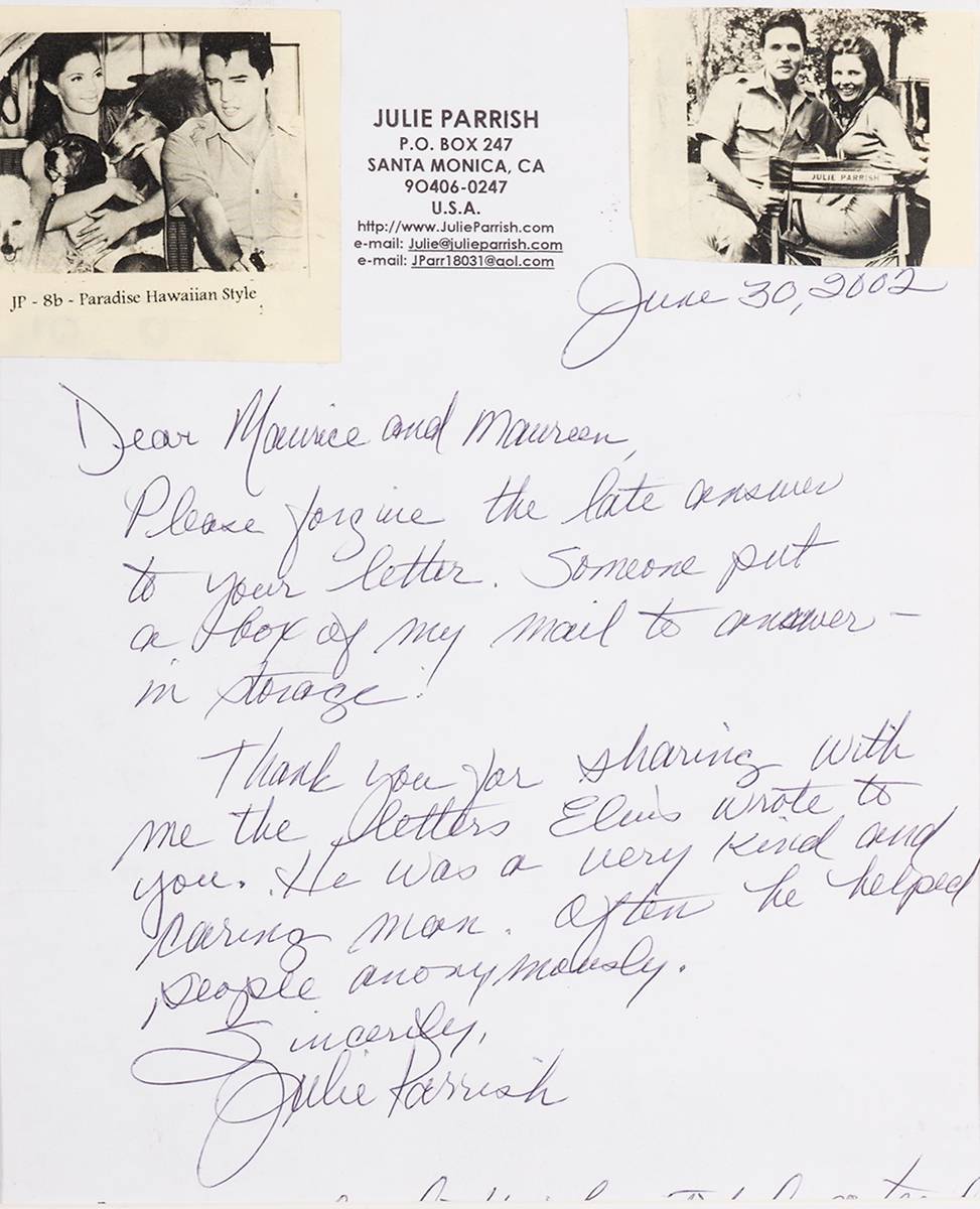 Elvis Presley - letters to Irish Fan Club including Chelsea Clinton, Duchess of Devonshire, Anne Helm and Julie Parrish. at Whyte's Auctions