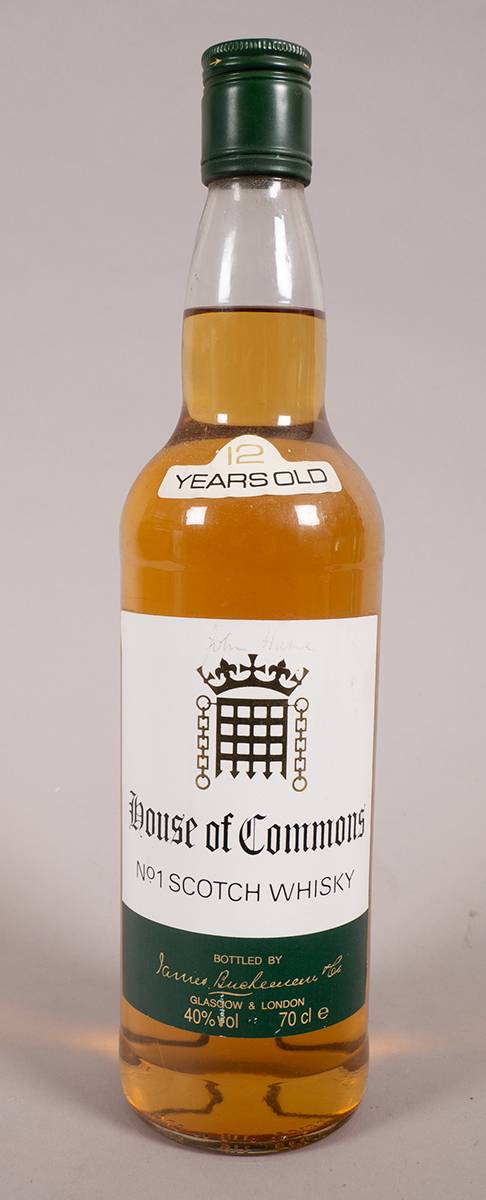 John Hume (1937-2020) autograph on a James Buchanan 12 Years Old House of Commons Scotch Whisky, 1998. at Whyte's Auctions