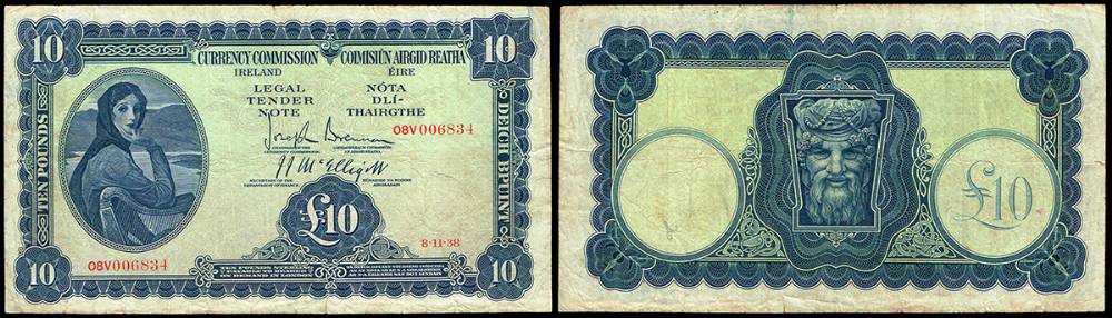 Currency Commission 'Lady Lavery' Ten Pounds, 8-11-38 at Whyte's Auctions