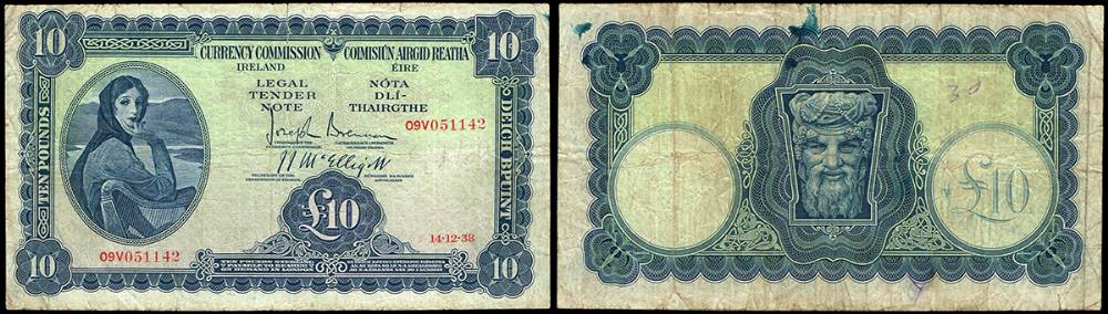 Currency Commission 'Lady Lavery' Ten Pounds, 14-12-38. at Whyte's Auctions